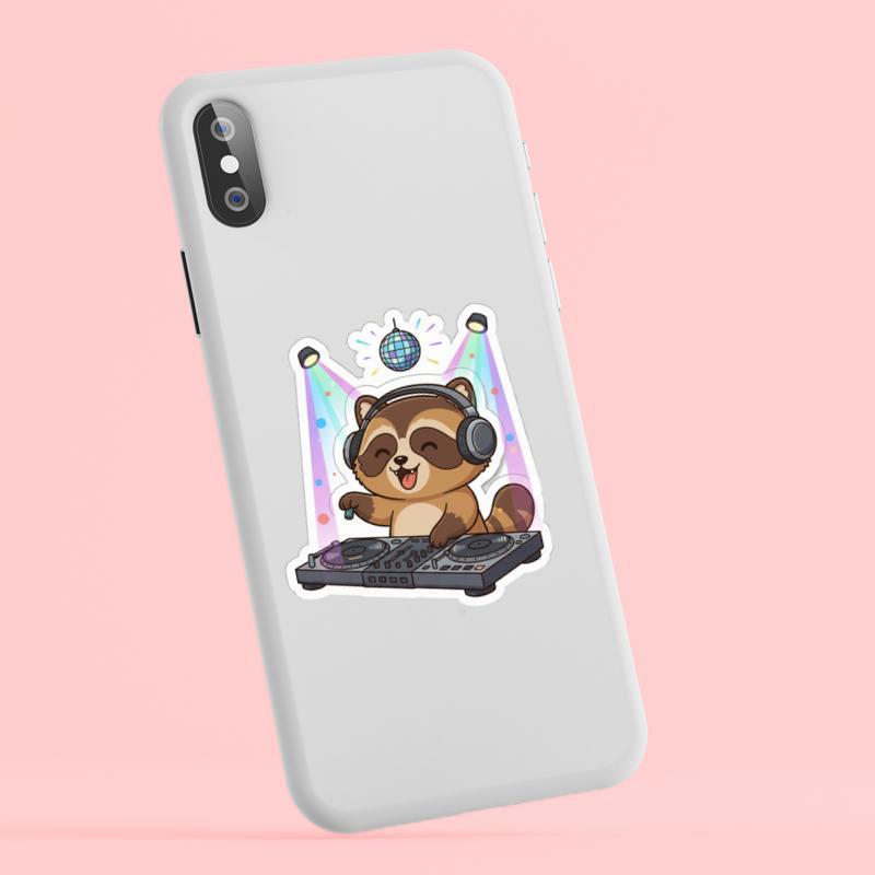 Raccoon Dog DJ Party Sticker