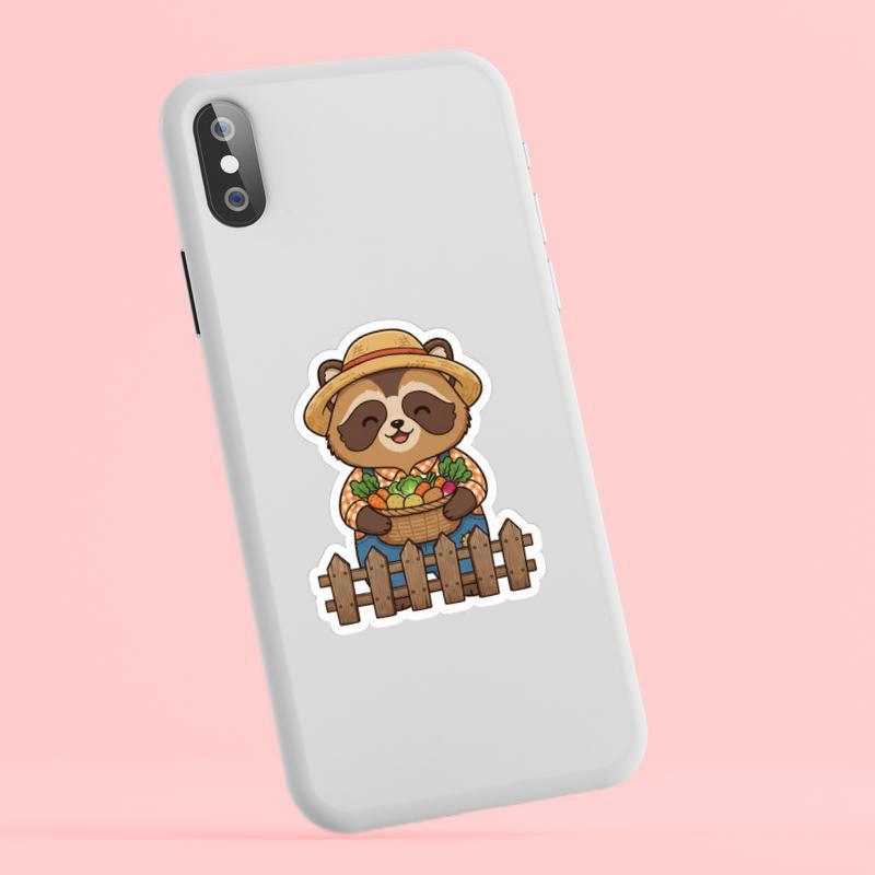 Raccoon Dog Farmer Sticker