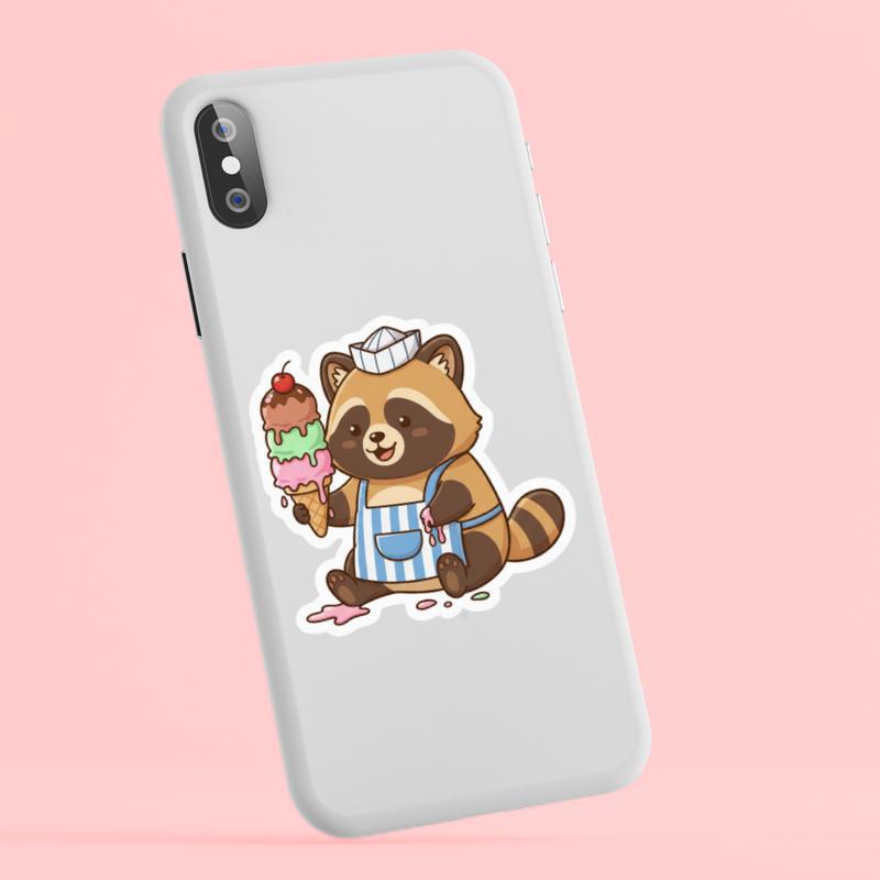 Raccoon Dog Ice Cream Seller Sticker Raccoon Dog Ice Cream Seller Sticker
