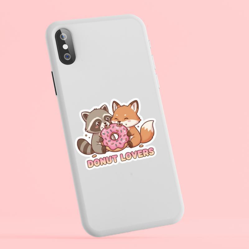 Raccoon Fox Donut Lovers Sticker