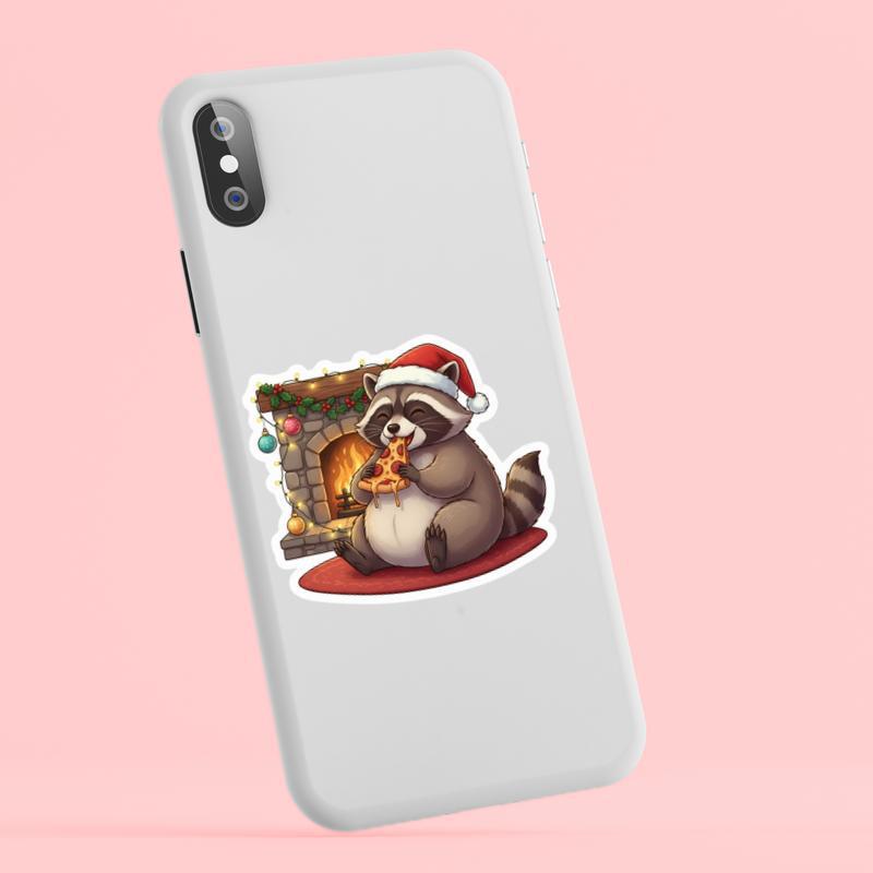 Raccoon Pizza Christmas Feast Meme Sticker Raccoon Pizza Christmas Feast Meme Sticker