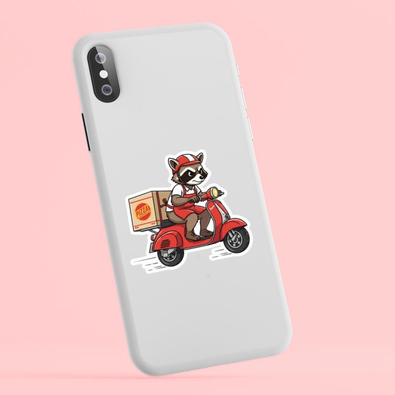Raccoon Pizza Delivery Sticker