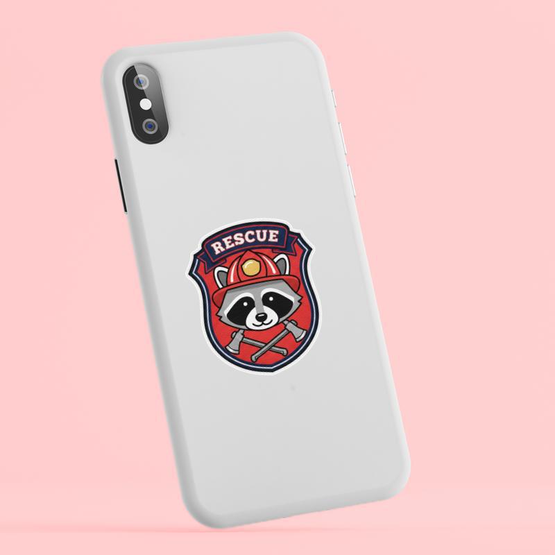 Rescue Firefighter Raccoon Sticker Rescue Firefighter Raccoon Sticker