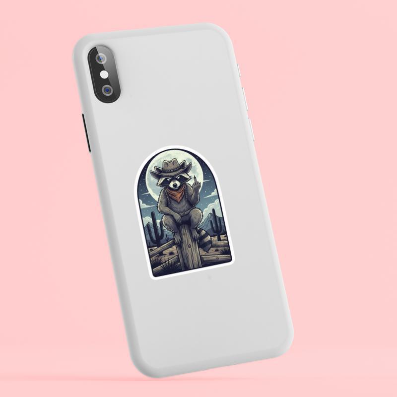 Retro Cute Raccoon Middle Finger Sticker