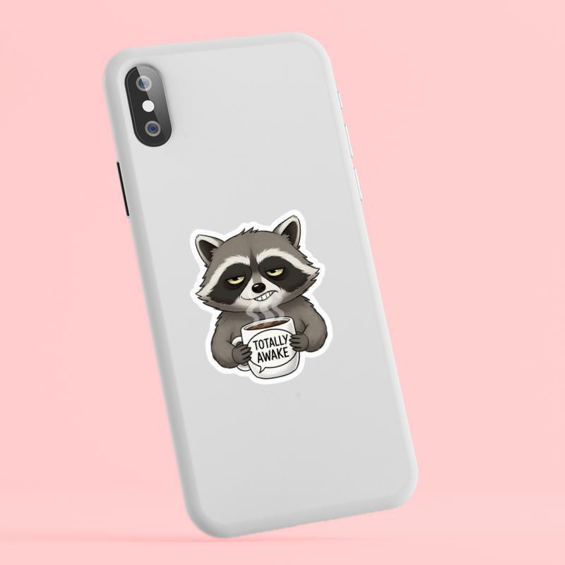 Sarcastic Raccoon Coffee First Sticker Sarcastic Raccoon Coffee First Sticker