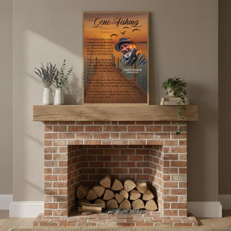A Fisherman's Farewell - Personalized Photo Memorial Canvas
