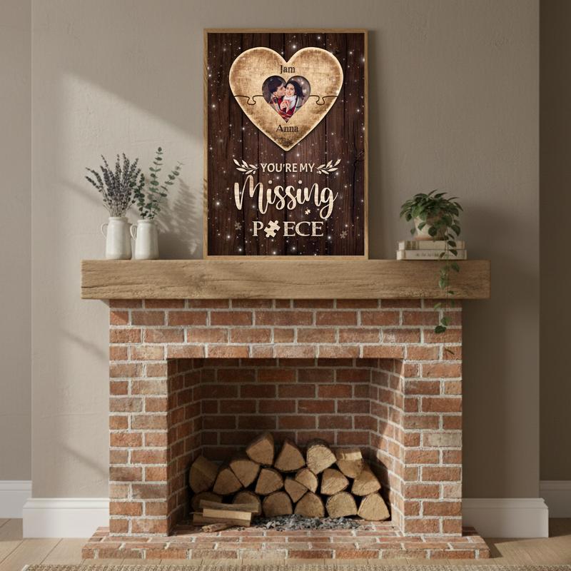 A Missing Piece Of My Heart - Personalized Valentine Puzzle Canvas