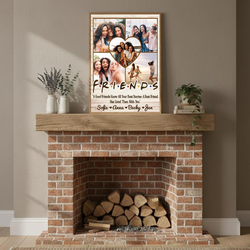 Bestie Birthday Photo Collage Canvas - Unique Rustic Friendship Gift