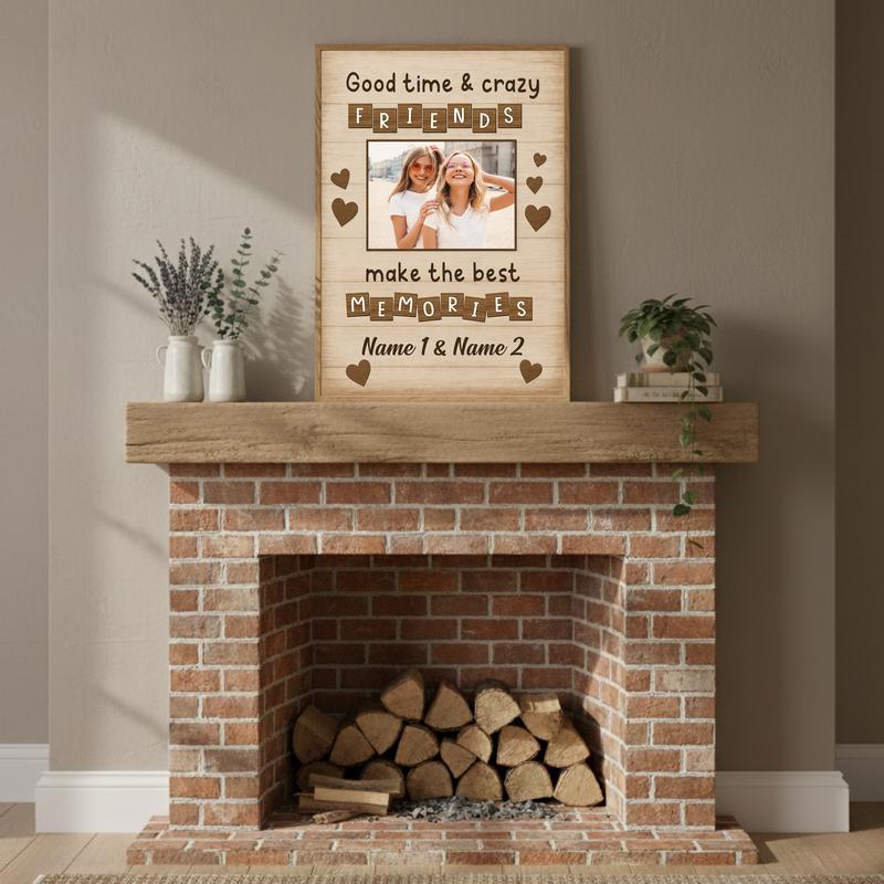 Besties Keepsake Canvas - Personalized Rustic Friendship Art Gift