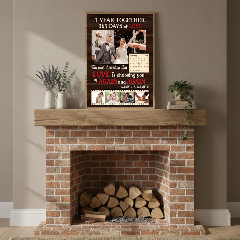 Cherish Your First Year - Custom Wedding Photo Collage Canvas