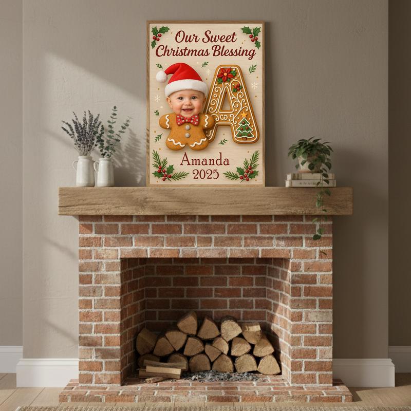 Cherished Baby's First Christmas Personalized Gingerbread Canvas