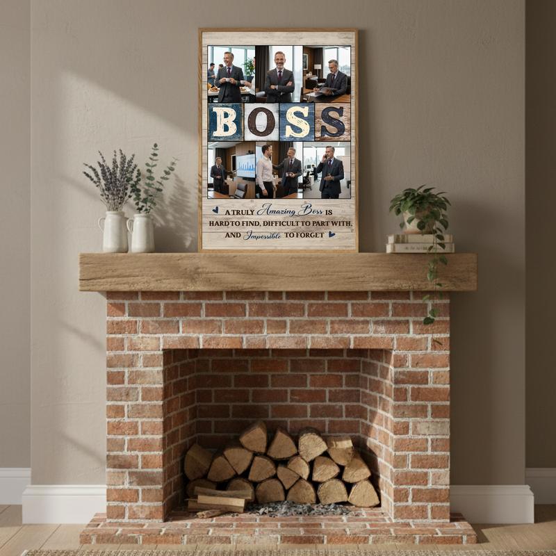 Cherished Boss Retirement Photo Collage Gift Canvas