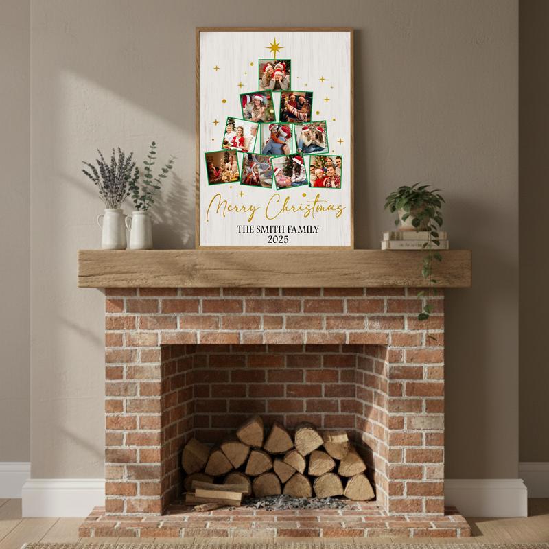 Cherished Christmas Photo Family Tree Custom Canvas - Holiday Home Decor