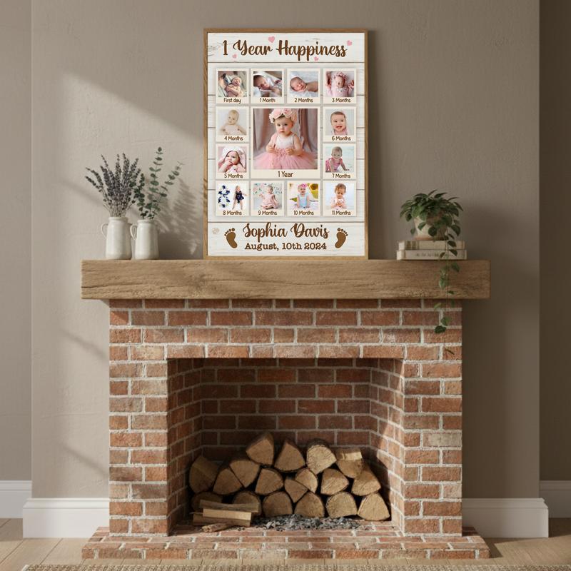 Custom Baby's 1st Year Photo Collage Canvas - 12 Months Milestone
