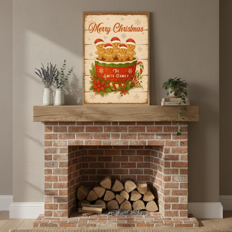 Custom Christmas Keepsake - Gingerbread Family Cup Canvas