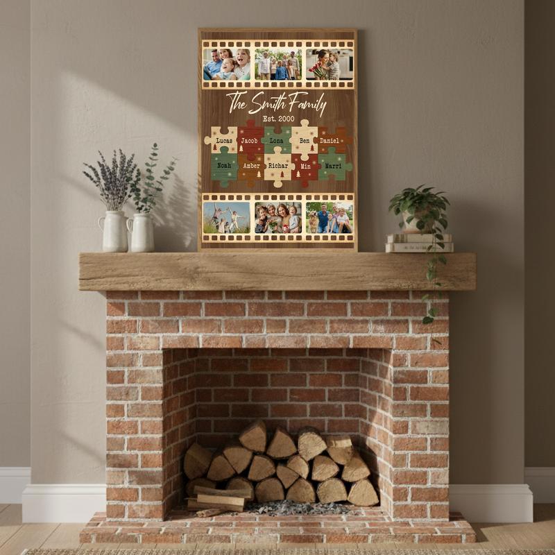 Custom Christmas Photo Collage Canvas - Family Puzzle Keepsake