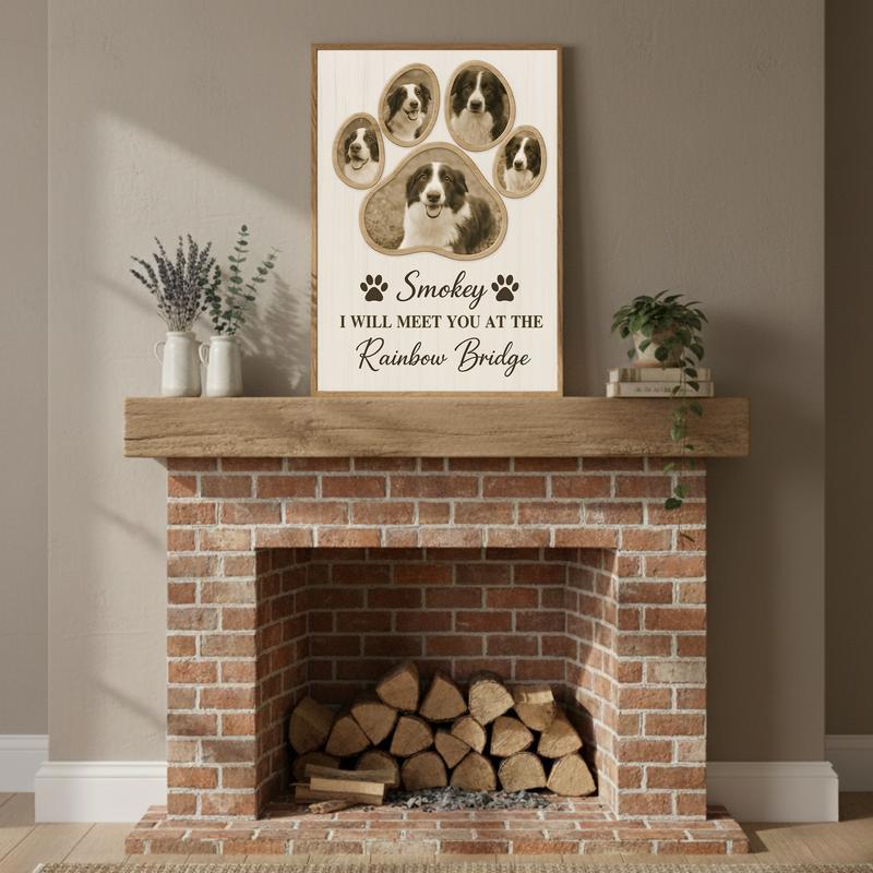 Custom Dog Loss Paw Print Remembrance Photo Canvas