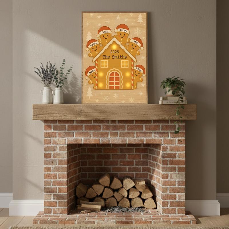 Custom Family Gingerbread House Canvas Art For Christmas Decor