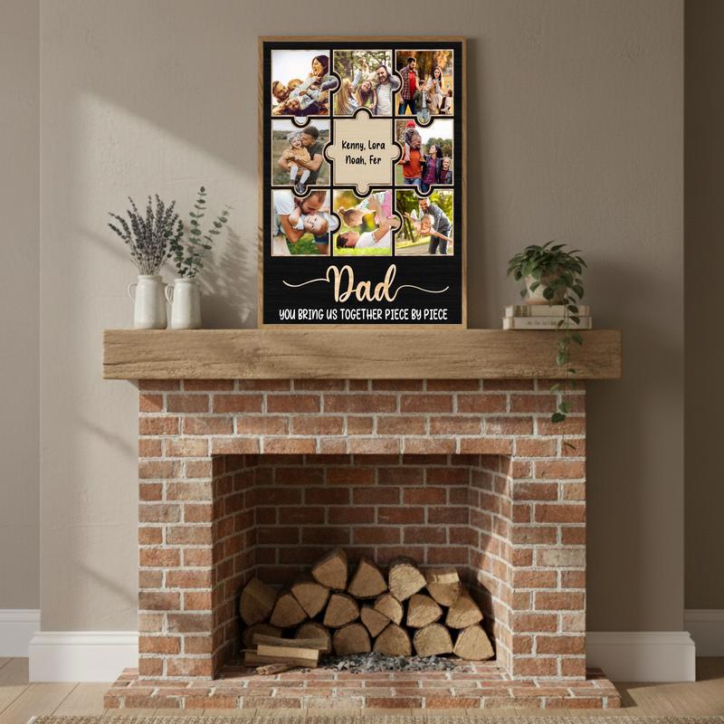 Custom Family Photo Collage Canvas - Father’s Day Gift For Dad