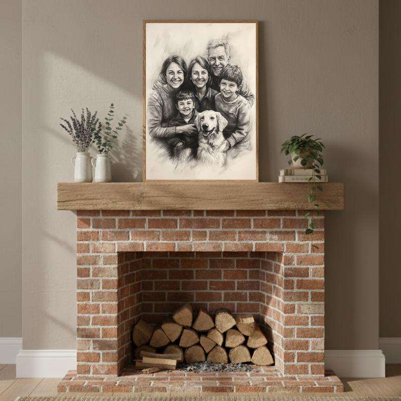 Heirloom Charcoal Sketch Canvas Timeless Family Wall Art