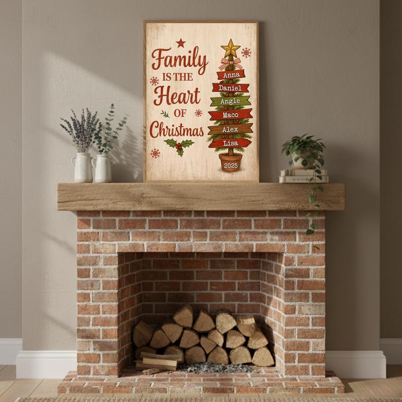 Family Is The Heart Of Christmas - Personalized Family Tree Canvas