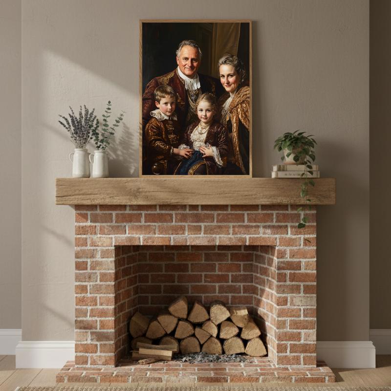 Hand-Painted Royal Family Portrait Wall Art Canvas