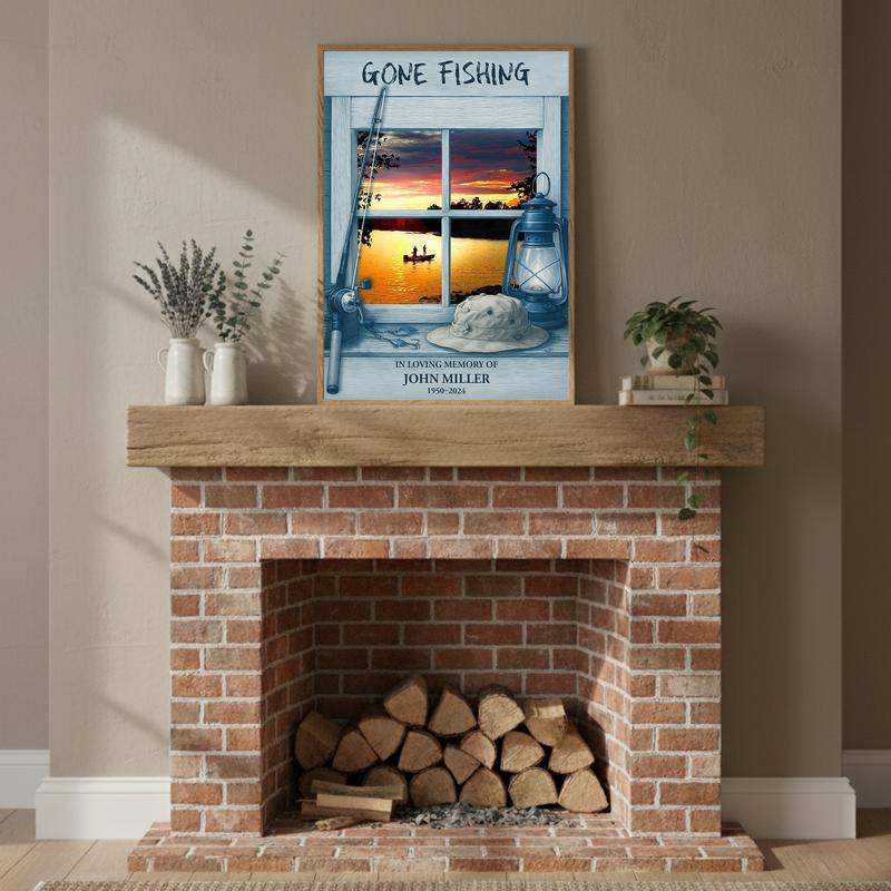 Fisherman's Personalized Remembrance - Gone Fishing Tribute Canvas