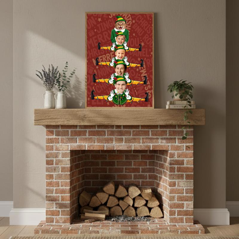 Funny Elf Family Canvas Keepsake - Personalized Christmas Gift