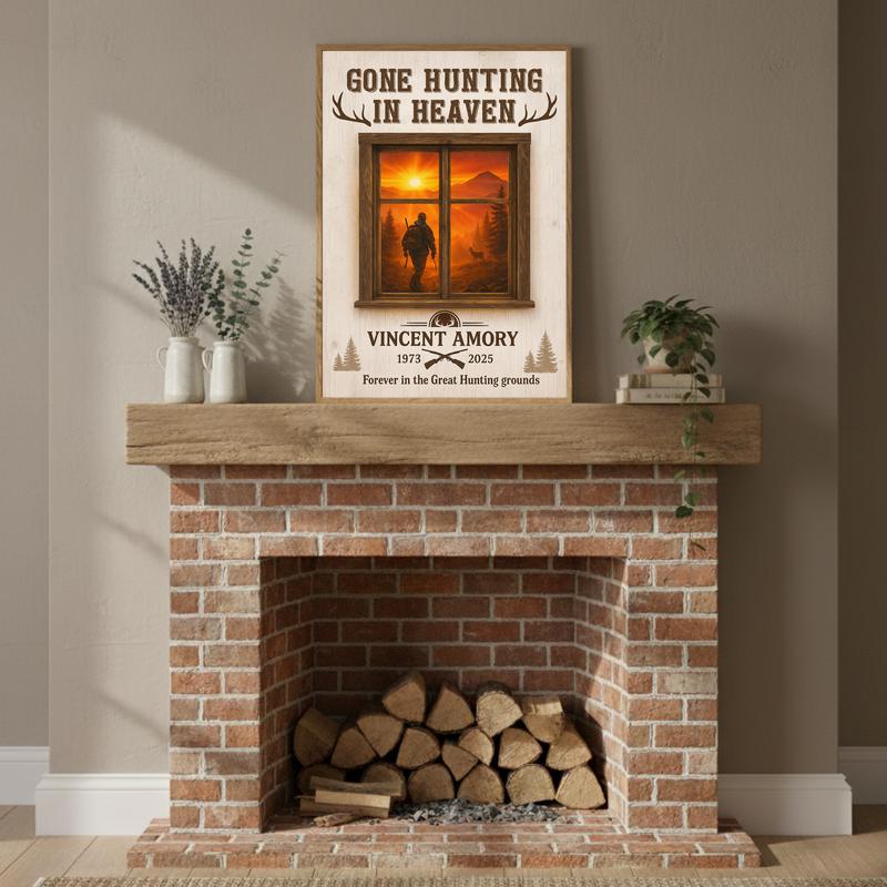 Gone Hunting In Heaven - Personalized Hunter Memorial Canvas