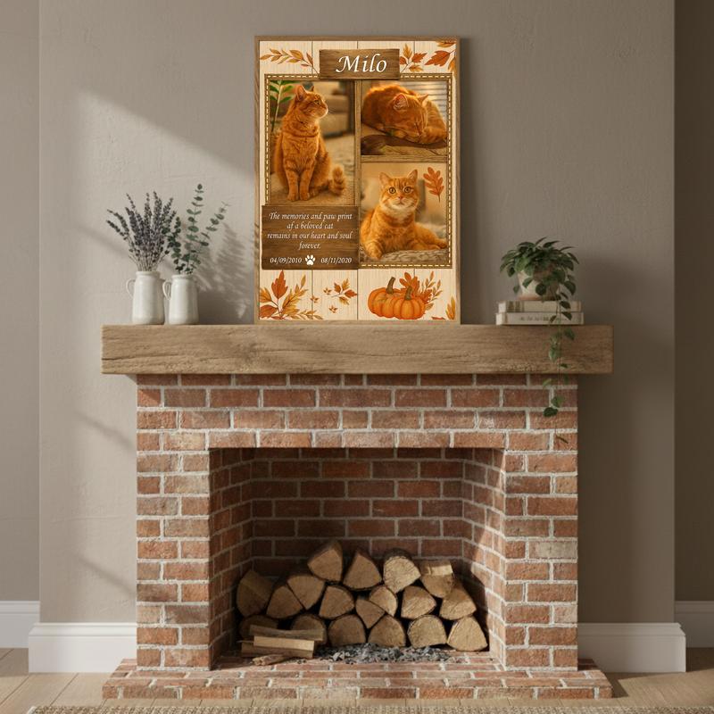 Heartfelt Cat Remembrance - Custom Photo Collage Memorial Canvas