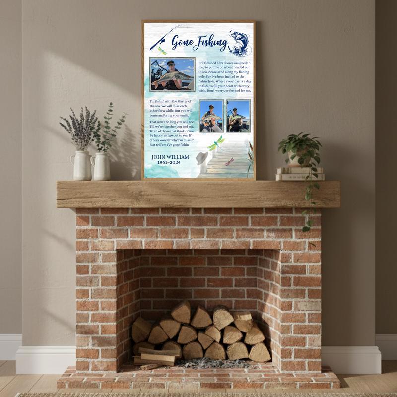 In Loving Memory - Dad's Fisherman Photo Collage Canvas