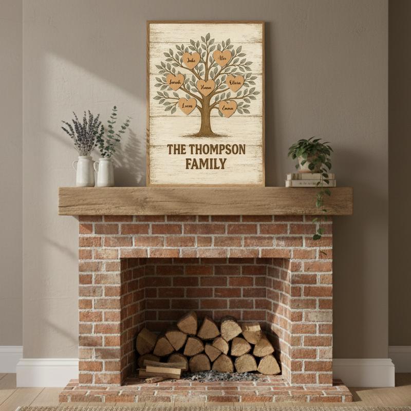 Meaningful Gift For Family - Personalized Family Tree Canvas