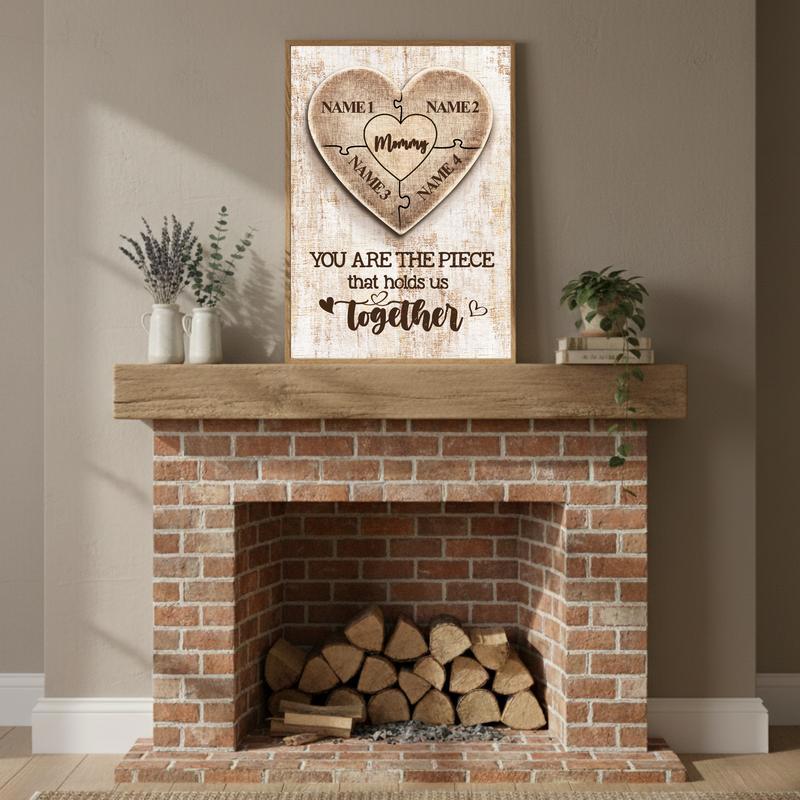 Personalized Canvas Mom Connects Our Family with Heart Puzzle Name