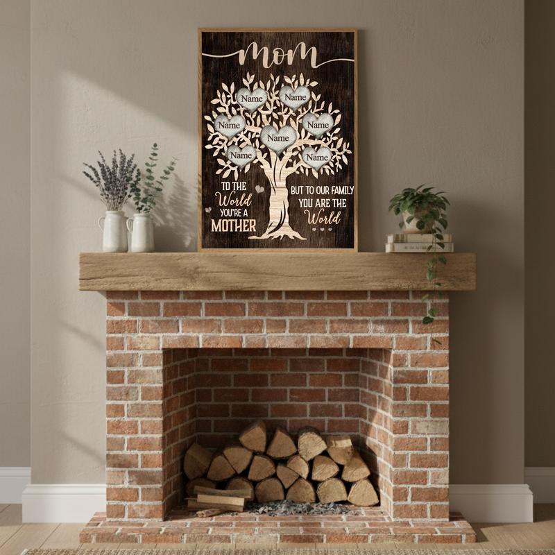 Unique Mom Keepsake Family Tree Canvas My World in One Person Art