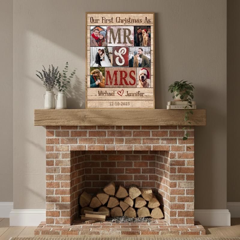 Custom Mr. and Mrs. Canvas Our First Christmas Together