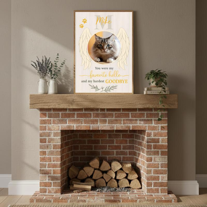 Personalized Cat Photo Memorial With Angel Wings Canvas
