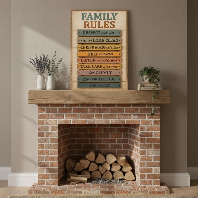 Personalized Family Rules Sign Rustic Farmhouse Canvas