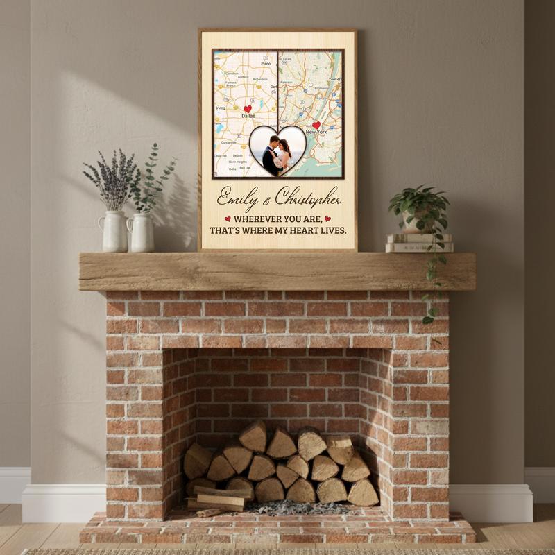 Personalized Map Art To Close The Distance - Couples Gift Canvas