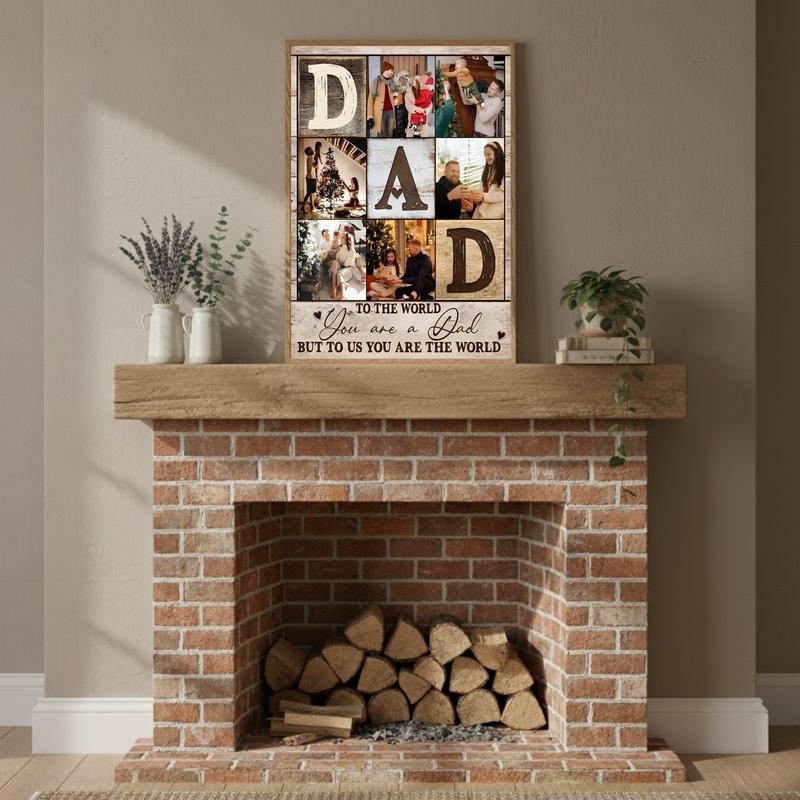 A Father's World in Photos Personalized Collage Canvas