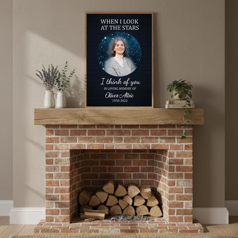 Personalized Star In Heaven Mom Tribute Wall Art Canvas
