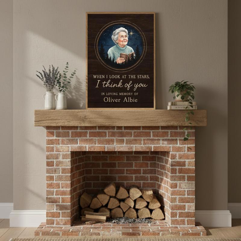 Remembering Mom - Custom Photo & Sky Map Memorial Canvas
