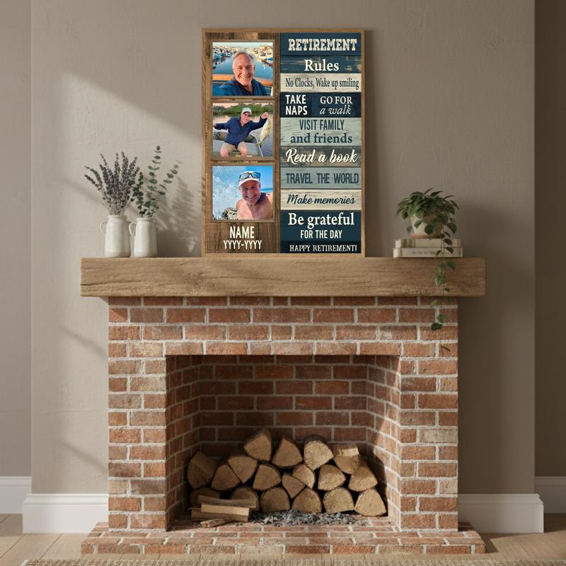 Rustic Coastal Gift For Dad's Personalized Retirement Canvas