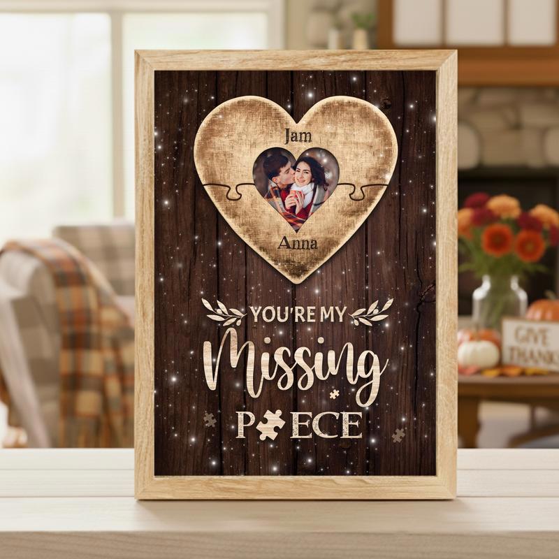 A Missing Piece Of My Heart - Personalized Valentine Puzzle Canvas