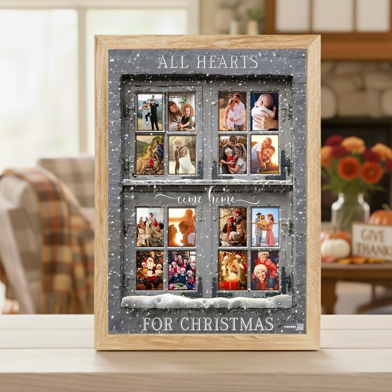 Grey Christmas Window Photo Canvas All Hearts Come Home