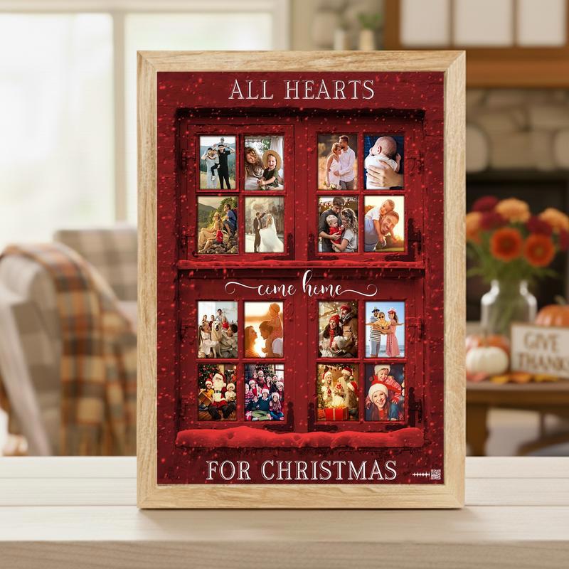 Our Home's Christmas Heart Red Window Photo Canvas Keepsake