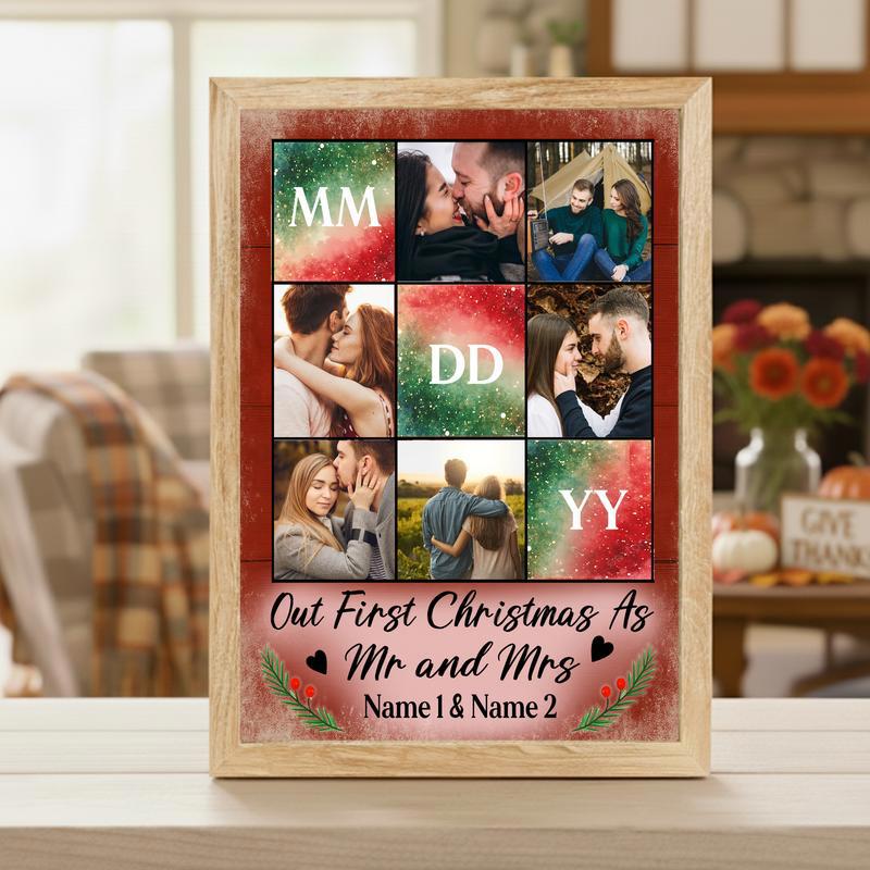 Celebrate Your First Christmas Together - Mr & Mrs Photo Canvas