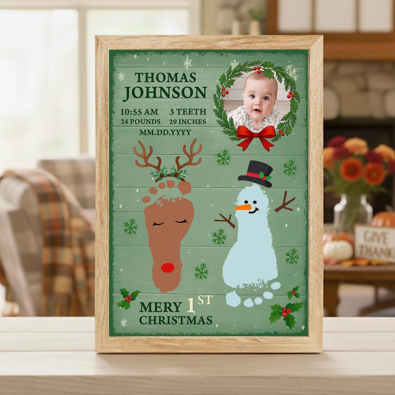 Cherish Baby's First Christmas - Personalized Footprints Canvas