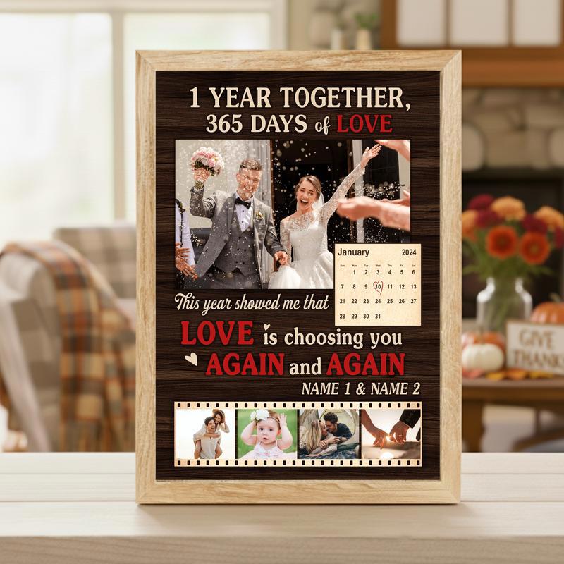 Cherish Your First Year - Custom Wedding Photo Collage Canvas