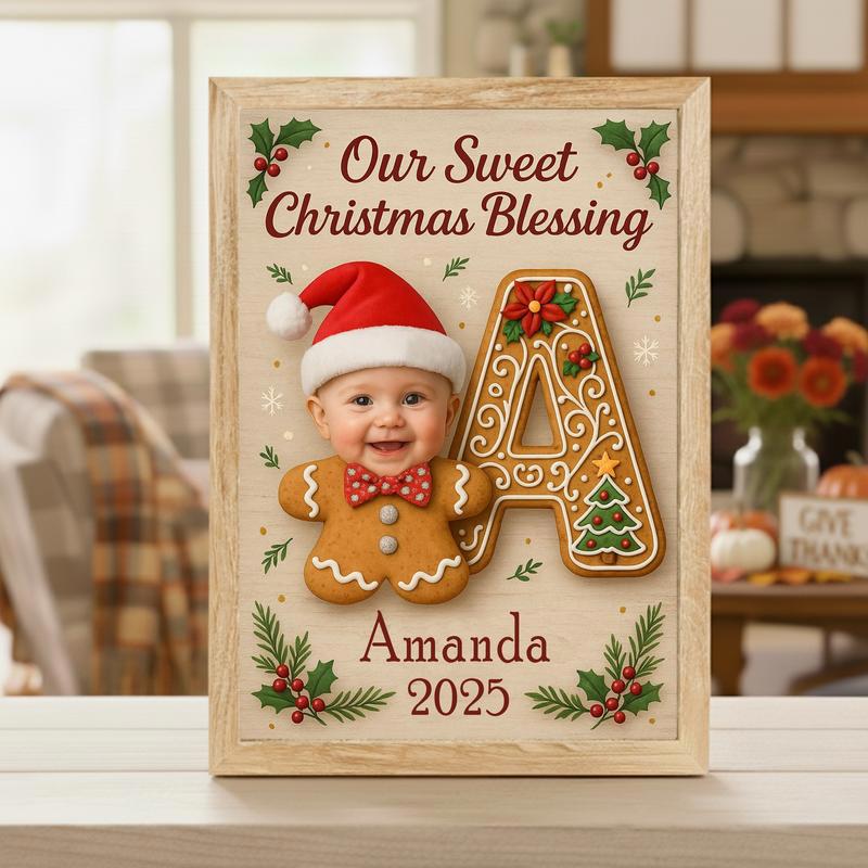 Cherished Baby's First Christmas Personalized Gingerbread Canvas