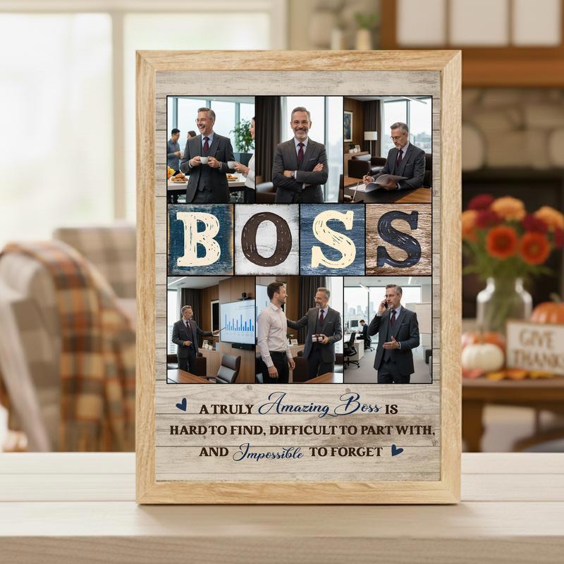 Cherished Boss Retirement Photo Collage Gift Canvas